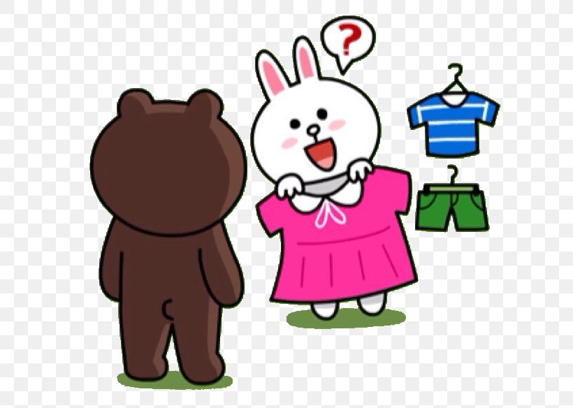 Brown Bear Sticker Line Friends Rabbit, PNG, 640x584px, Watercolor, Cartoon, Flower, Frame, Heart Download Free
