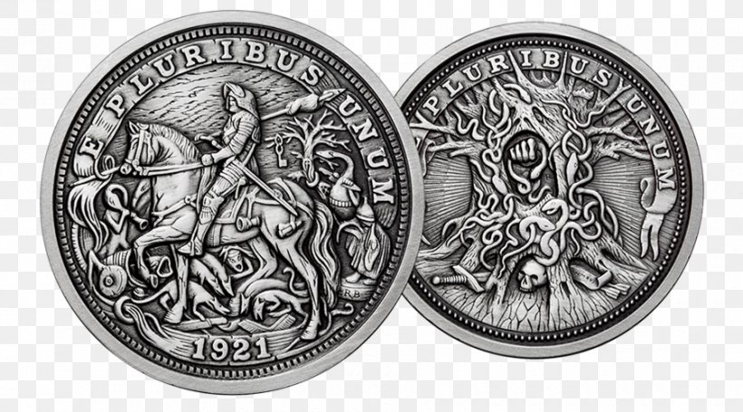 Coin Silver Knight, Death And The Devil Hobo Nickel, PNG, 900x500px, Coin, Black And White, Buffalo Nickel, Collectable, Currency Download Free