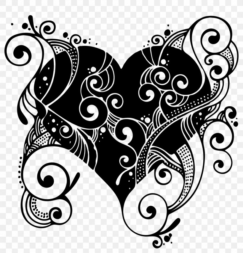 Decorative Arts Drawing Ornament Heart Design, PNG, 1000x1043px, Decorative Arts, Art, Blackandwhite, Butterfly, Drawing Download Free