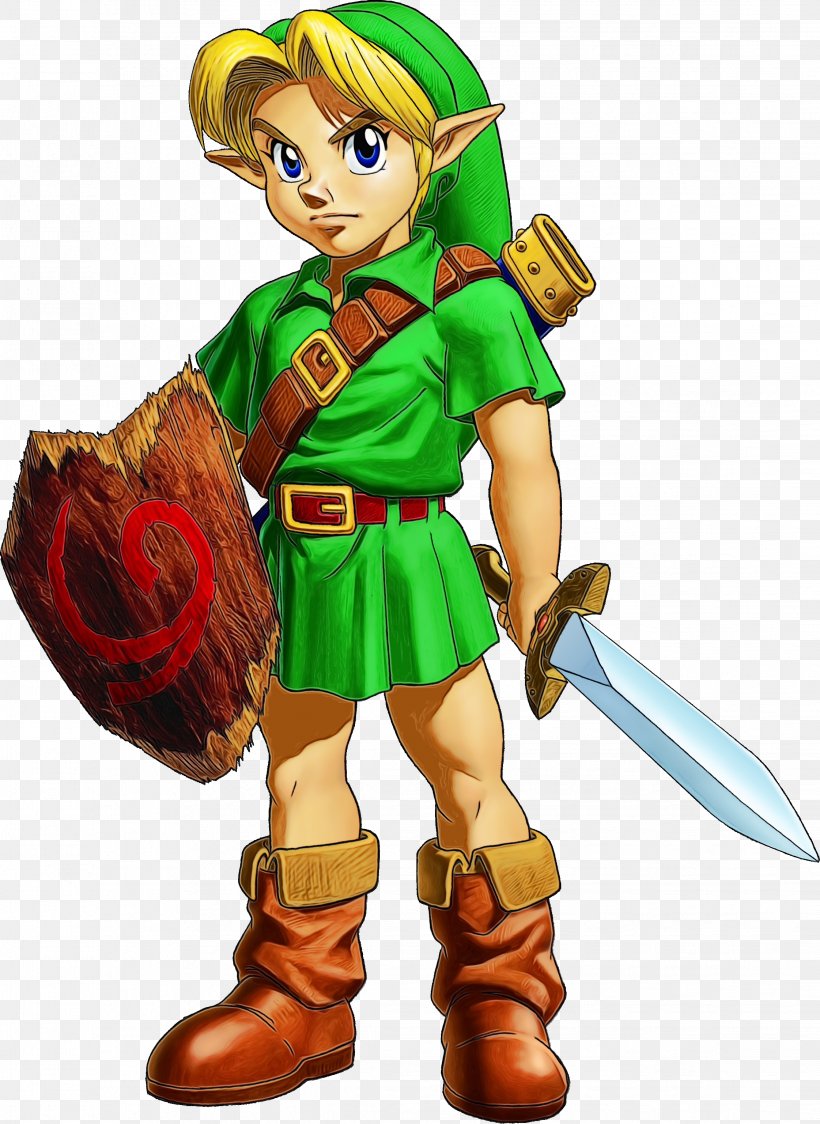 The Legend Of Zelda: Ocarina Of Time The Legend Of Zelda: Majora's Mask Link Princess Zelda Video Games, PNG, 2243x3075px, Watercolor, Action Figure, Cartoon, Character, Hylian Download Free