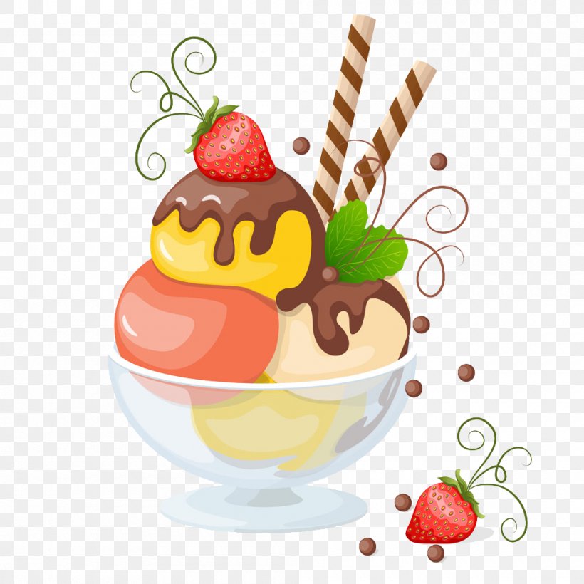 Ice Cream Sundae Clip Art, PNG, 1000x1000px, Ice Cream, Can Stock Photo, Cream, Cuisine, Cup Download Free