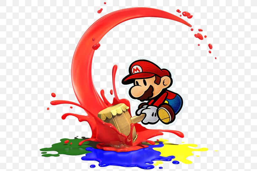 Super Mario Bros. Wii U Paper Mario: Color Splash, PNG, 575x546px, Watercolor, Cartoon, Flower, Frame, Heart Download Free