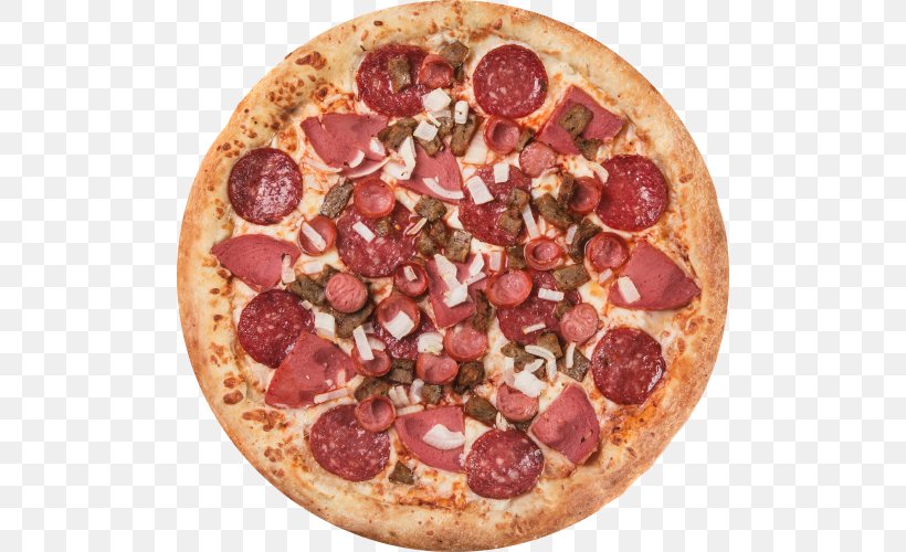 California-style Pizza Sicilian Pizza New York-style Pizza Salami, PNG, 500x500px, Californiastyle Pizza, American Food, Bacon, Bresaola, California Style Pizza Download Free