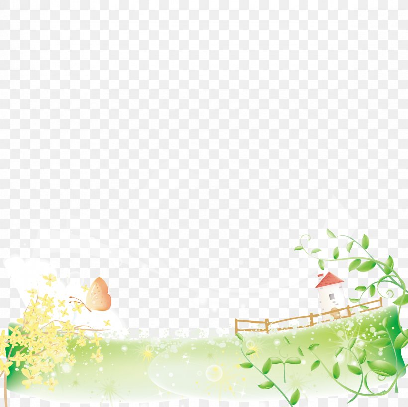 House Fence Grass Scenery Vector Material, PNG, 2362x2362px, Grass, Drawing, Flower, Grassland, Gratis Download Free
