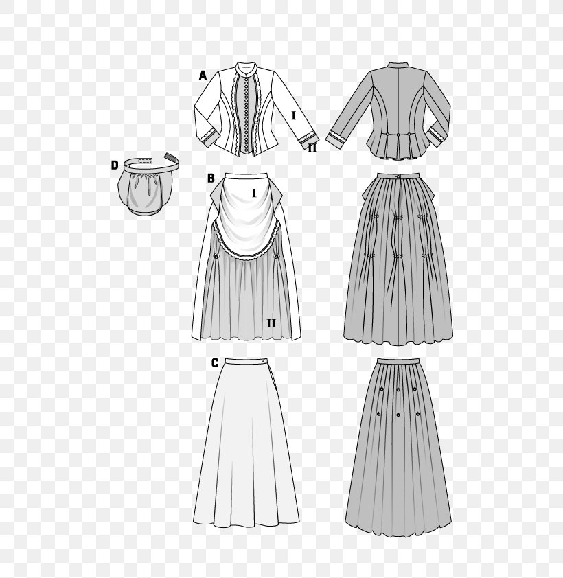 Burda Style Sewing Dress Costume Pattern, PNG, 595x842px, Burda Style, Apron, Black And White, Bustle, Clothes Hanger Download Free