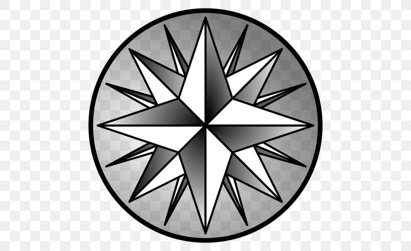 North Compass Rose Clip Art Vector Graphics, PNG, 500x500px, North, Area, Black And White, Compass, Compass Rose Download Free
