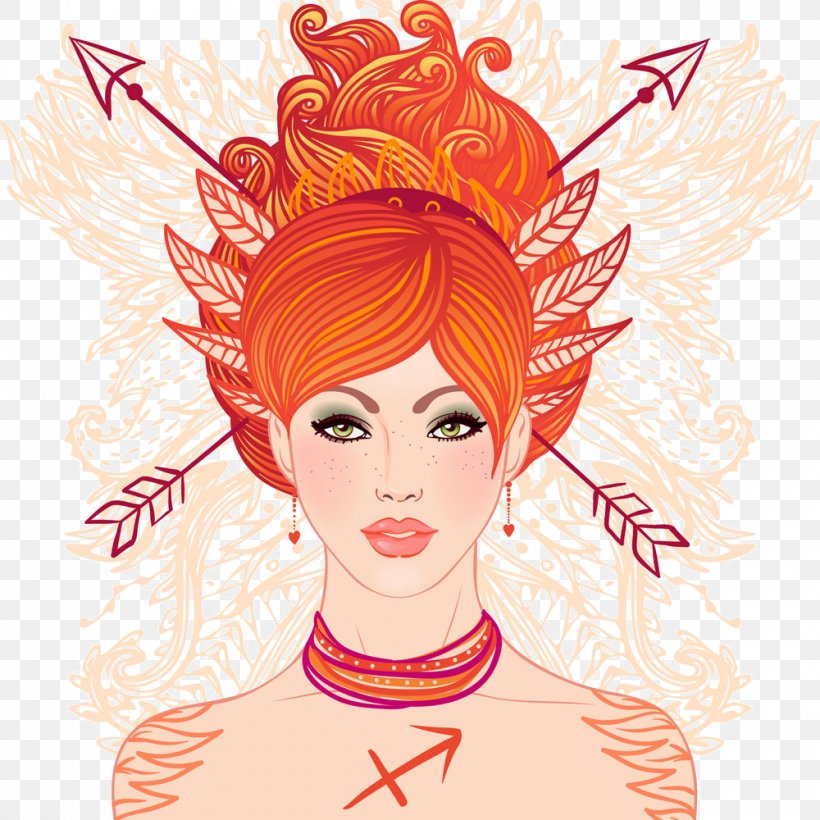Sagittarius Astrological Sign Zodiac Astrology Horoscope, PNG, 1000x1000px, Watercolor, Cartoon, Flower, Frame, Heart Download Free