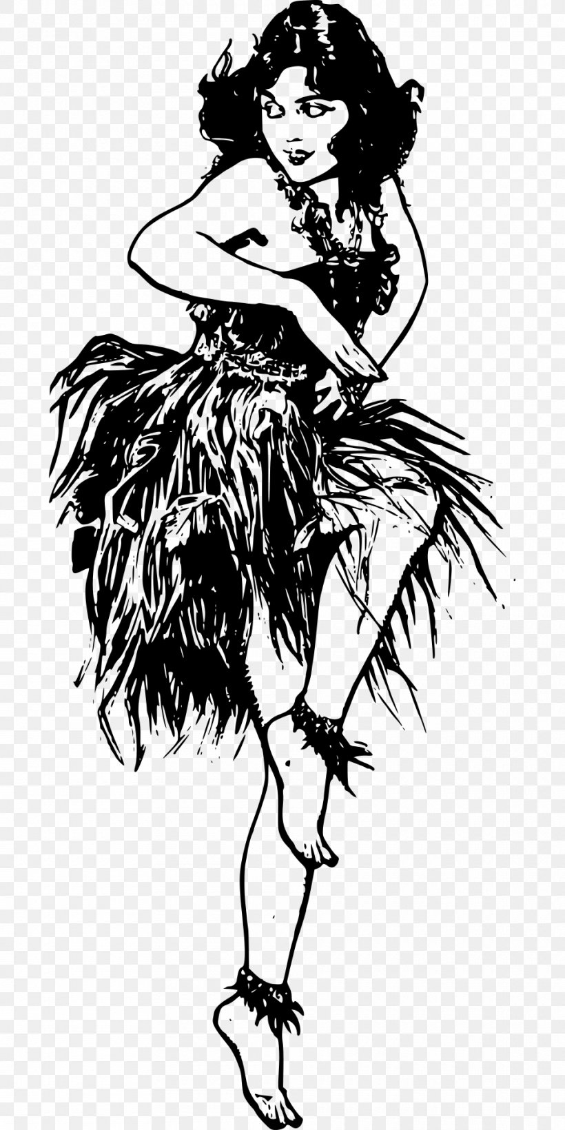 Hawaiian Hula Dance Luau, PNG, 960x1920px, Hawaii, Art, Bird, Black And White, Costume Design Download Free