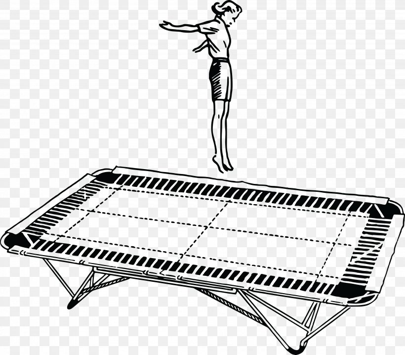 Trampoline Trampolining Jumping Clip Art, PNG, 4000x3505px, Trampoline, Black And White, Furniture, Gymnastics, Home Accessories Download Free