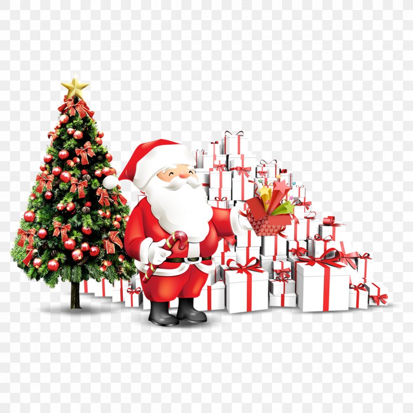 Santa Claus Christmas Tree Adobe Illustrator, PNG, 1200x1200px, Santa Claus, Christmas, Christmas Decoration, Christmas Ornament, Christmas Tree Download Free