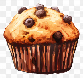 Muffin - Delicious Chocolate Chip Muffin Illustration PNG