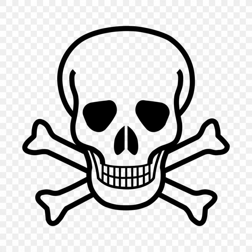 Skull And Bones Skull And Crossbones Human Skull Symbolism Clip Art, PNG, 1000x1000px, Skull And Bones, Artwork, Black And White, Bone, Head Download Free