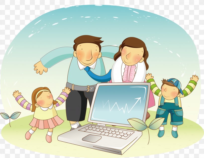 Computer Illustration, PNG, 3286x2554px, Computer, Cartoon, Child, Communication, Computer Graphics Download Free