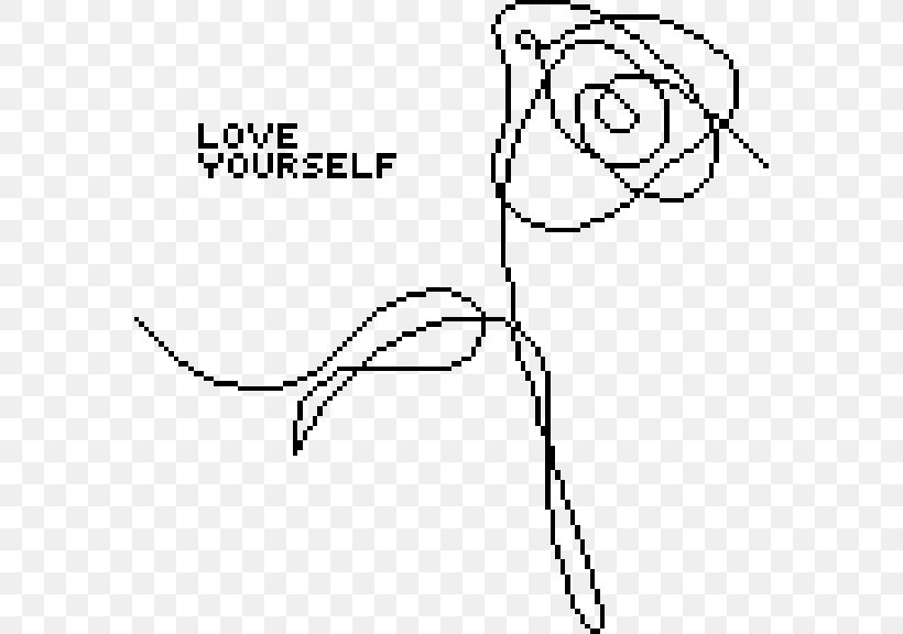 Love Yourself: Her BTS Flower Drawing, PNG, 576x576px, Love Yourself Her, Area, Art, Bighit Entertainment Co Ltd, Black Download Free