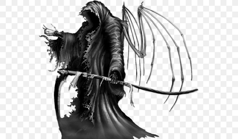 Death Clip Art, PNG, 553x480px, Death, Black And White, Demon, Dragon, Drawing Download Free
