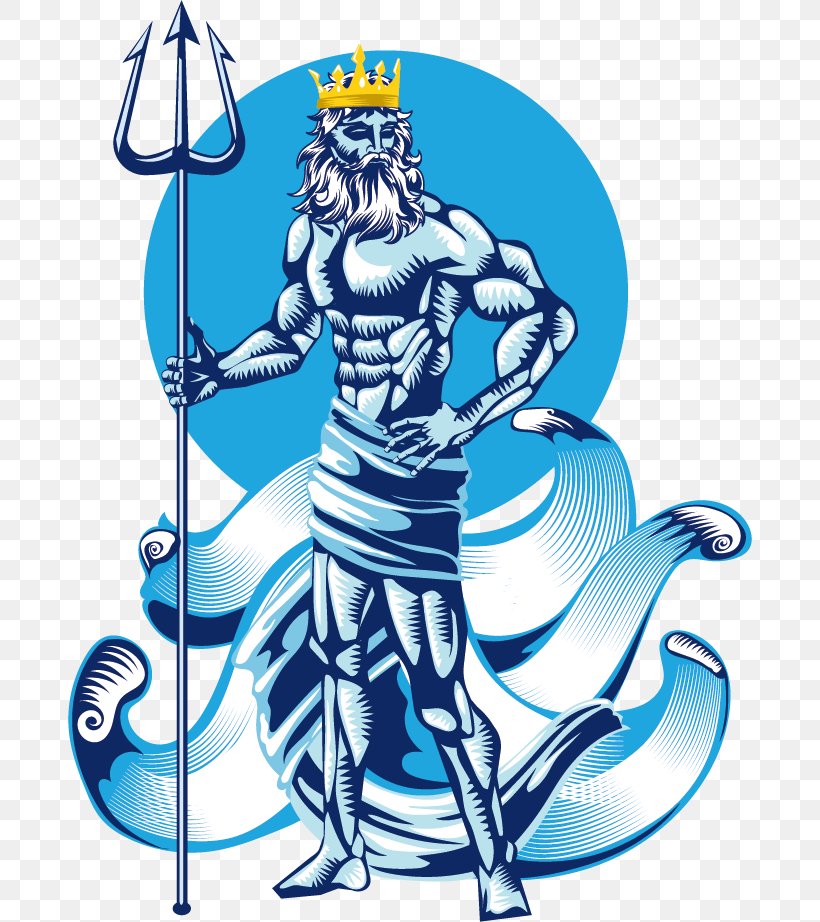 Ancient Greek Mythological God Poseidon Vector Cartoon Illustration ...