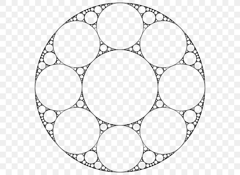 Apollonian Gasket Apollonian Circles Geometry Mathematics, PNG, 600x600px, Apollonian Gasket, Apollonian Circles, Apollonius Of Perga, Area, Black And White Download Free