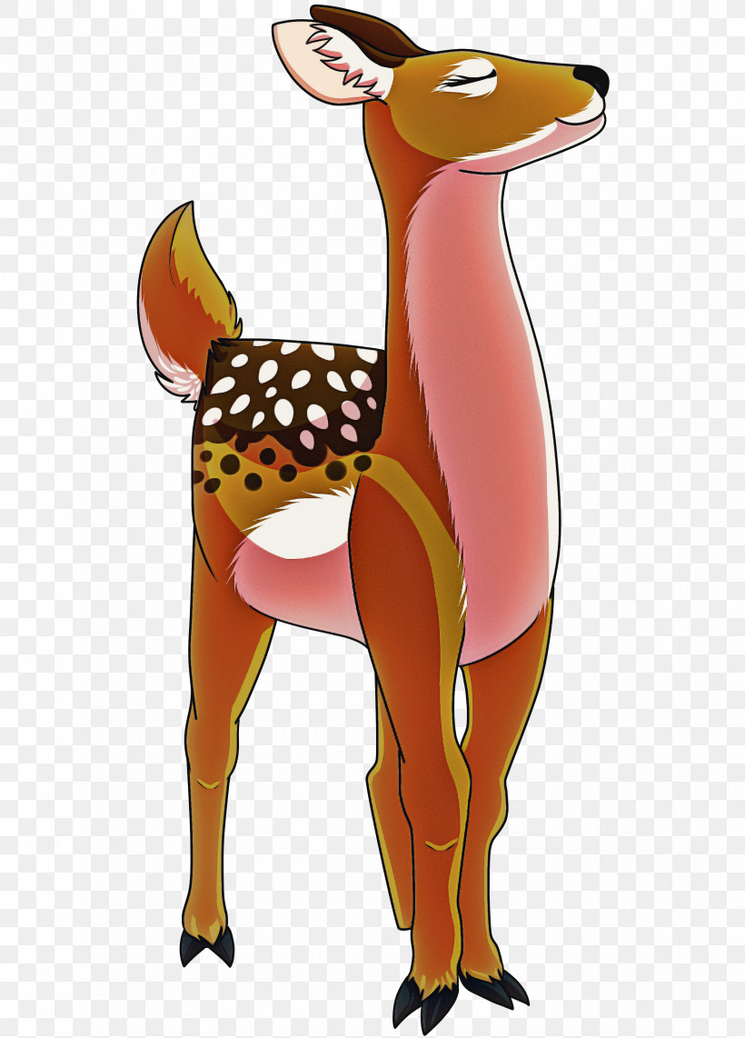 Cartoon Deer Animal Figure Fawn Wildlife, PNG, 2369x3300px, Cartoon, Animal Figure, Deer, Fawn, Tail Download Free