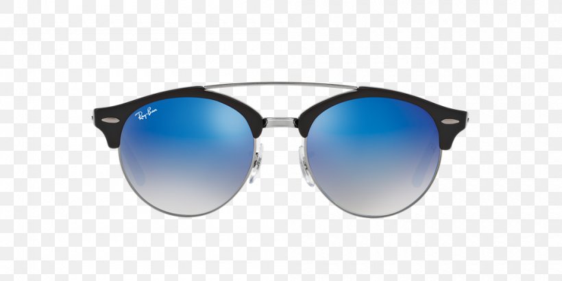 Ray-Ban Double Bridge Aviator Sunglasses Ray-Ban Clubround, PNG, 1000x500px, Rayban, Aviator Sunglasses, Azure, Blue, Browline Glasses Download Free