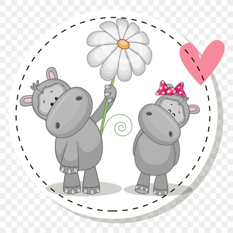 Hippopotamus Cartoon Stock Photography Illustration, PNG, 1500x1500px, Watercolor, Cartoon, Flower, Frame, Heart Download Free