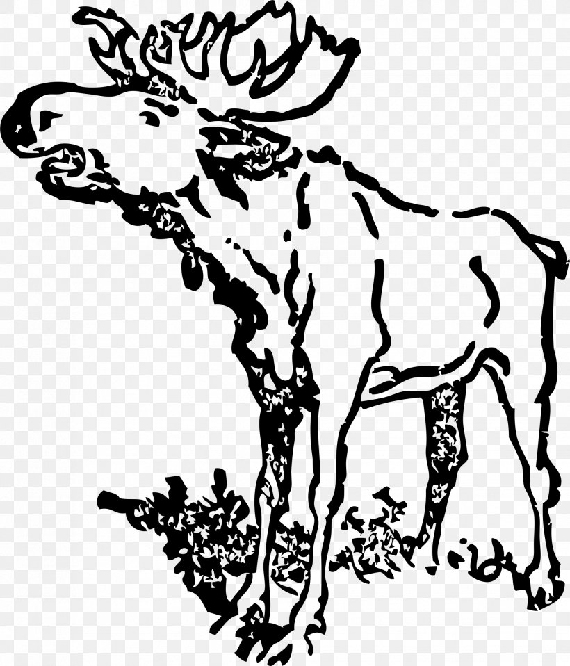 Moose Clip Art, PNG, 1936x2263px, Moose, Antler, Art, Black And White, Branch Download Free