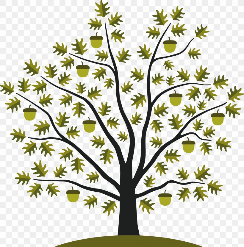 Acorn Tree White Oak Seed Clip Art, PNG, 2196x2225px, Acorn, Black And White, Branch, Flora, Flower Download Free