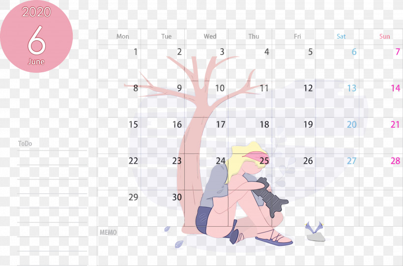 Cartoon Text Line Font Drawing, PNG, 3000x1982px, 2020 Calendar, June 2020 Calendar, Cartoon, Drawing, Line Download Free