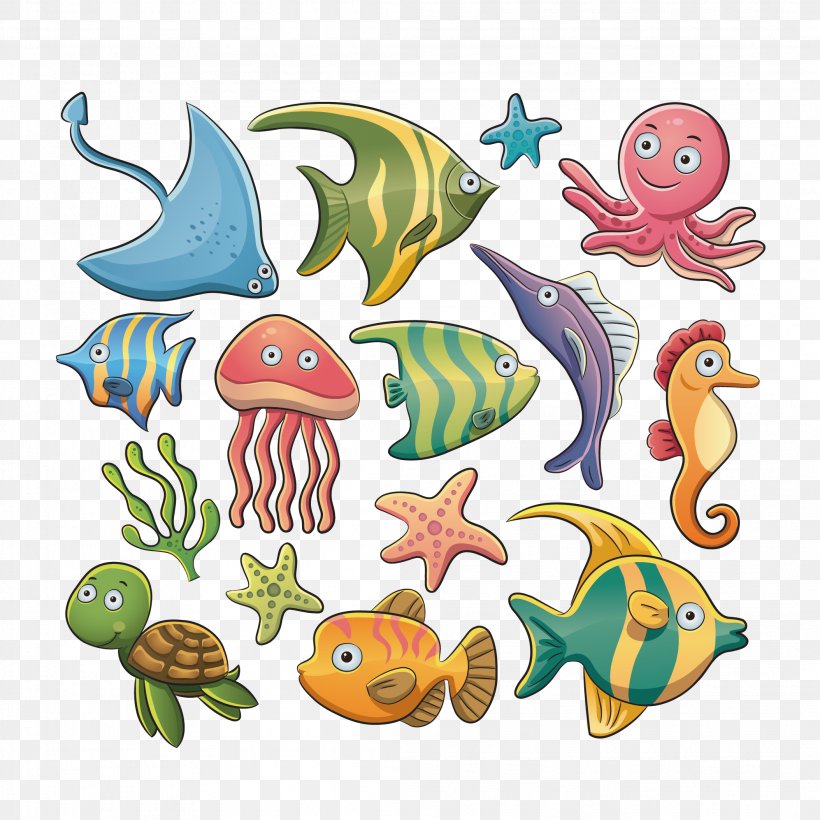 Aquatic Animal Euclidean Vector Illustration, PNG, 2107x2107px, Aquatic Animal, Animal, Animal Figure, Artwork, Cartoon Download Free