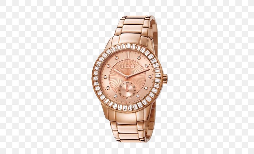 Watch Esprit Holdings Amazon.com Quartz Clock Gold, PNG, 500x500px, Watch, Amazoncom, Bezel, Bracelet, Brown Download Free