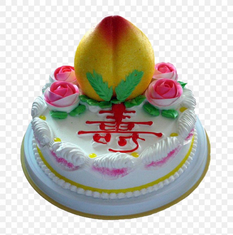 Birthday Cake Longevity Peach Chiffon Cake Bakery Fruitcake, PNG, 956x962px, Birthday Cake, Bakery, Birthday, Buttercream, Cake Download Free
