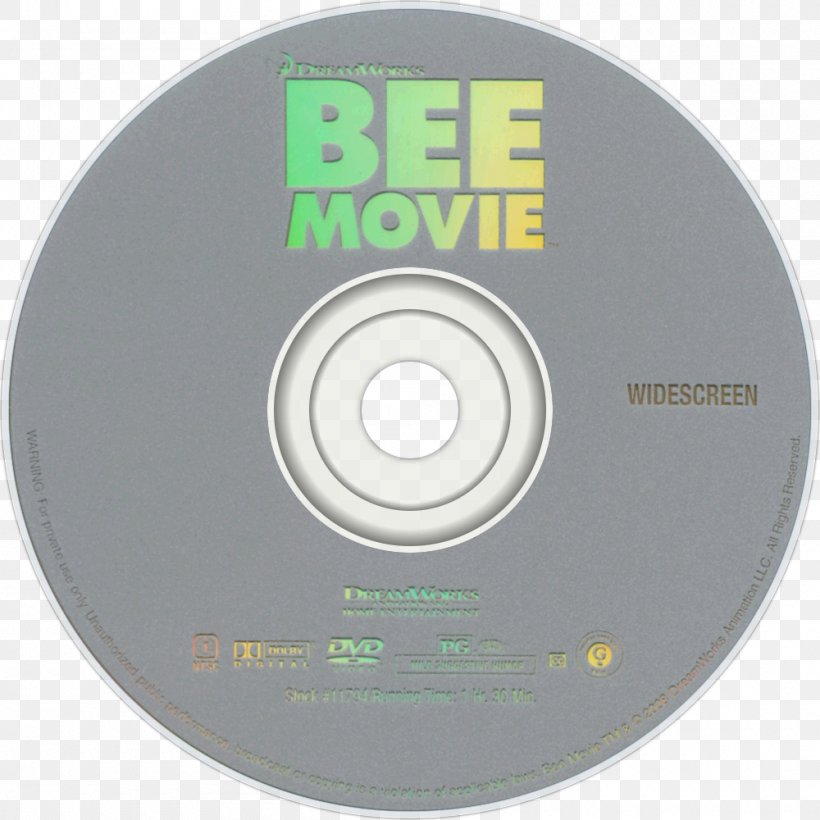 Compact Disc Bee Movie Game DVD Film YouTube, PNG, 1000x1000px, Compact Disc, Bee Movie, Bee Movie Game, Brand, Chicken Run Download Free