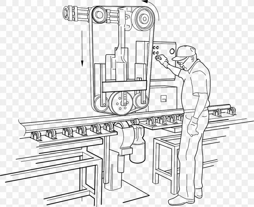 Factory Laborer Manufacturing Clip Art, PNG, 1280x1044px, Factory, Arm, Artwork, Assembly Line, Black And White Download Free