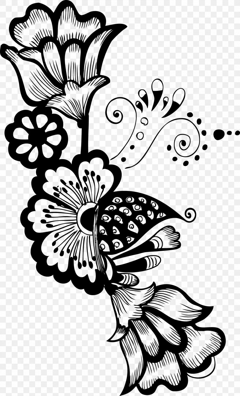 Flower Floral Design Clip Art, PNG, 1488x2450px, Flower, Art, Artwork, Black, Black And White Download Free