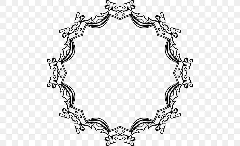 Picture Frames Black And White Clip Art, PNG, 500x500px, Picture Frames, Black And White, Body Jewelry, Cdr, Line Art Download Free