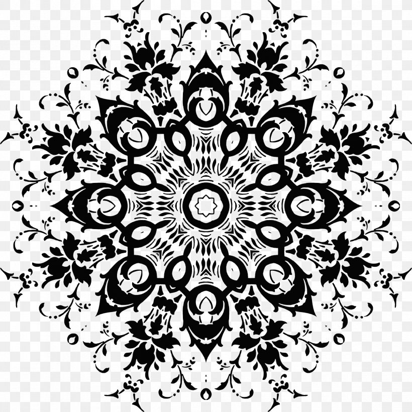 Black And White Visual Arts Floral Design Drawing Flower, PNG, 2320x2320px, Black And White, Black, Drawing, Flora, Floral Design Download Free