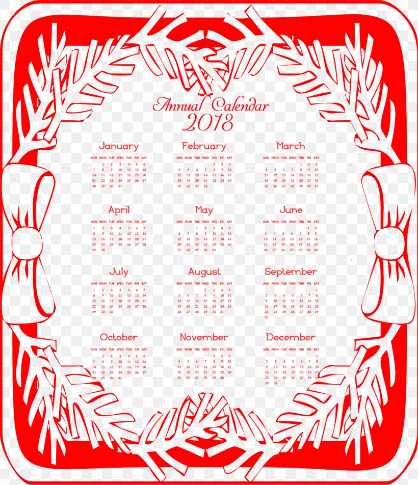 Red Christmas 2018 Calendar., PNG, 1625x1887px, Poster, Area, Calendar, Christmas, Christmas Day Download Free