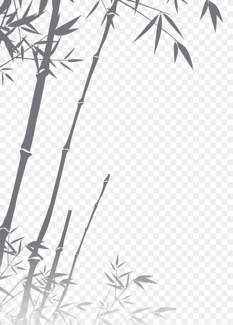 Black And White Bamboo Silhouette, PNG, 2609x3635px, Black And White, Area, Bamboo, Black, Branch Download Free