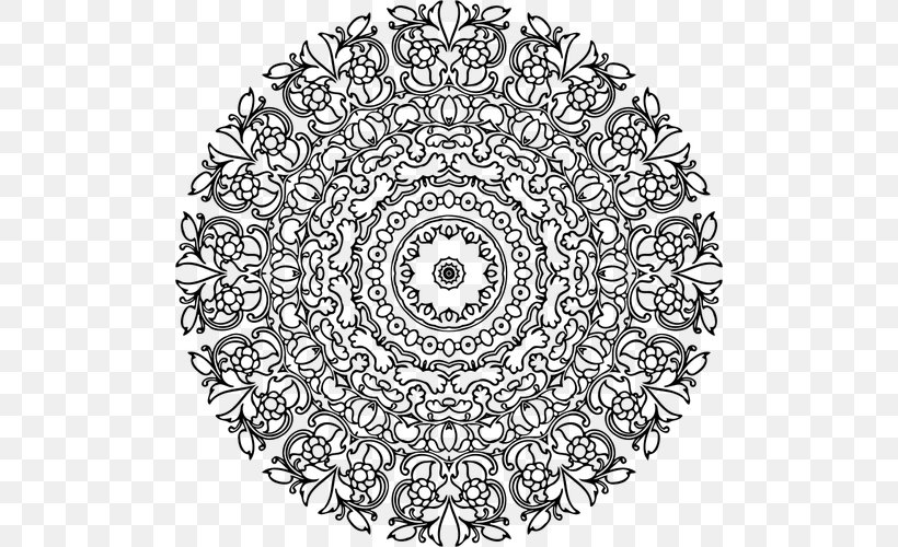 Sacred Geometry Royalty-free Drawing, PNG, 500x500px, Geometry, Area, Black And White, Dentistry, Doily Download Free