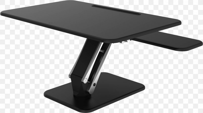 Standing Desk Sit-stand Desk Table, PNG, 2322x1298px, Desk, Architectural Engineering, Black, Computer Monitor Accessory, Fellowes Brands Download Free