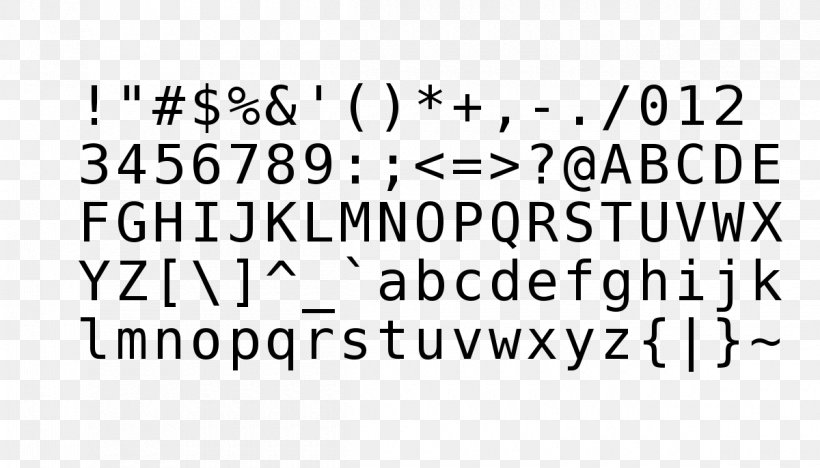 ASCII Wikipedia Enciclopedia Libre Universal En Español Binary Number Wikiwand, PNG, 1200x686px, Ascii, Area, Binary Number, Black, Black And White Download Free