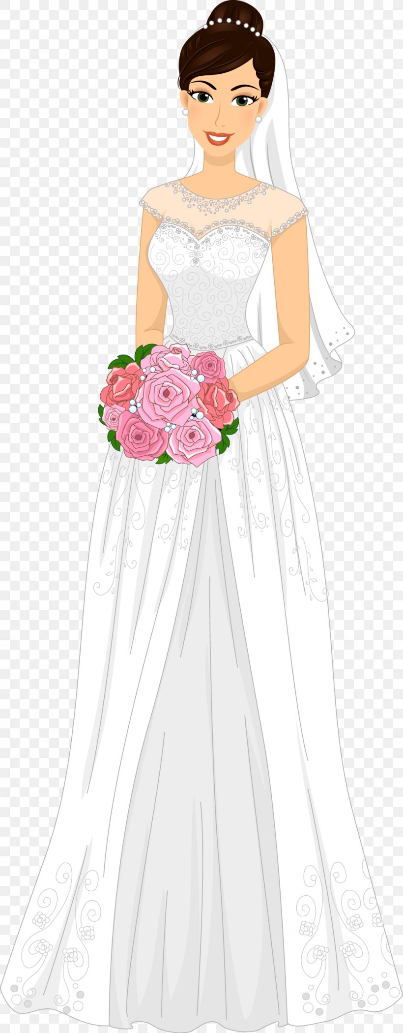 Bride Euclidean Vector Wedding Invitation, PNG, 1017x2604px, Watercolor, Cartoon, Flower, Frame, Heart Download Free