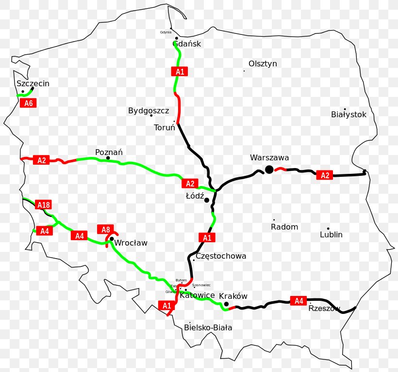 Highways In Poland Map Road, PNG, 819x768px, Poland, Area, Autobahn, Controlledaccess Highway, Diagram Download Free