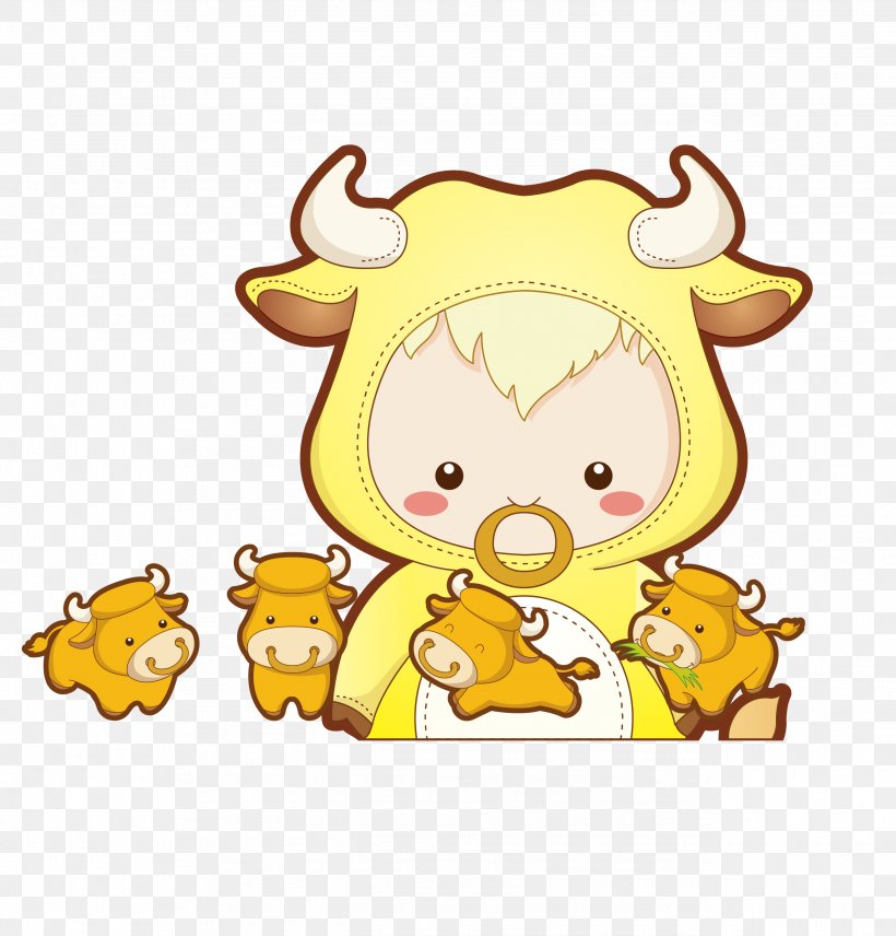 Cattle Chinese Zodiac Ox, PNG, 2579x2693px, Cattle, Art, Cartoon, Chinese Zodiac, Clip Art Download Free