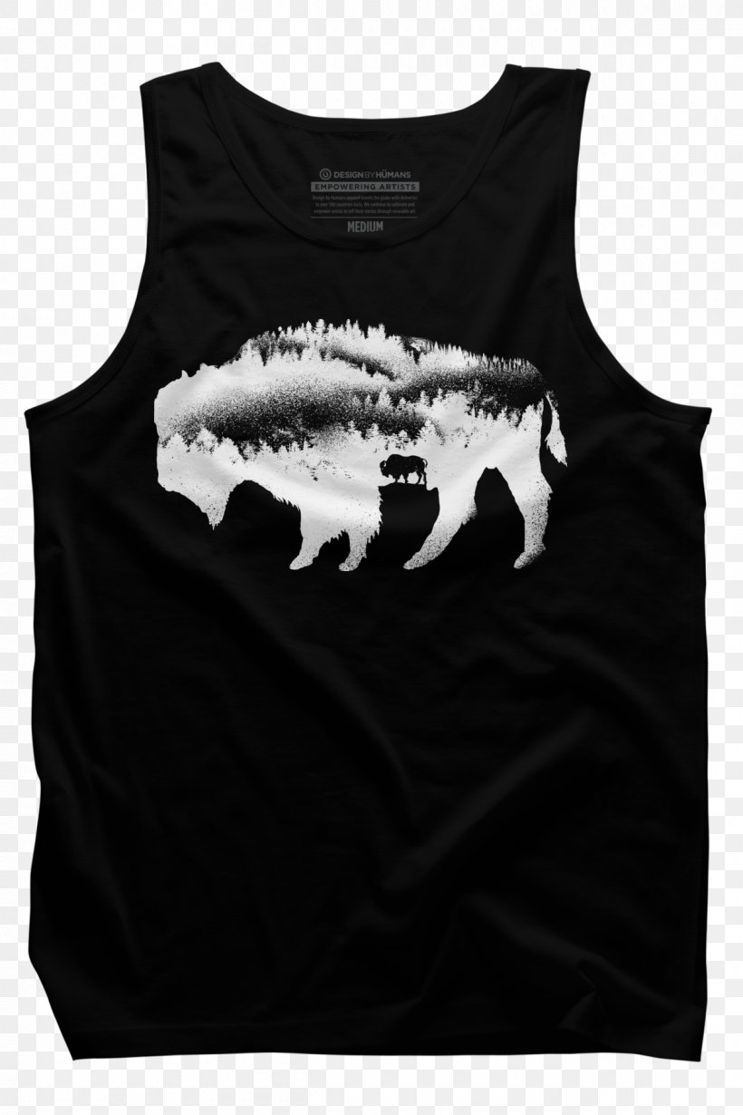 Long-sleeved T-shirt Hoodie Top American Bison, PNG, 1200x1800px, Tshirt, American Bison, Bison, Black, Black And White Download Free