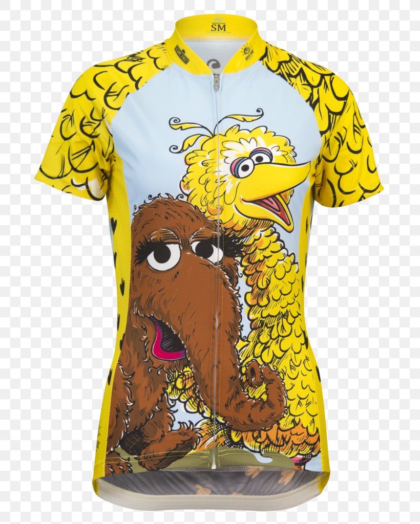 Cycling Jersey T-shirt Big Bird Mr. Snuffleupagus, PNG, 746x1024px, Jersey, Active Shirt, Big Bird, Brand, Caroll Spinney Download Free