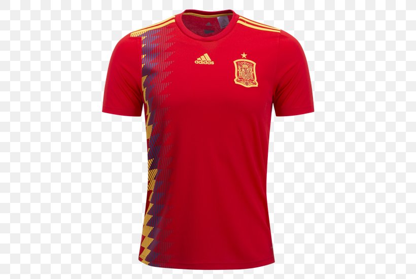 2018 World Cup Spain National Football Team T-shirt FIFA World Cup 2018 Opening Ceremony Live Performances, Singers, Dancers & Guests Jersey, PNG, 550x550px, 2018, 2018 World Cup, Active Shirt, Adidas, Andres Iniesta Download Free