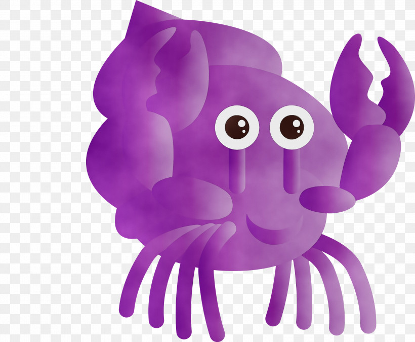 Octopus Purple Violet Magenta Animation, PNG, 3000x2471px, Watercolor, Animation, Magenta, Octopus, Paint Download Free
