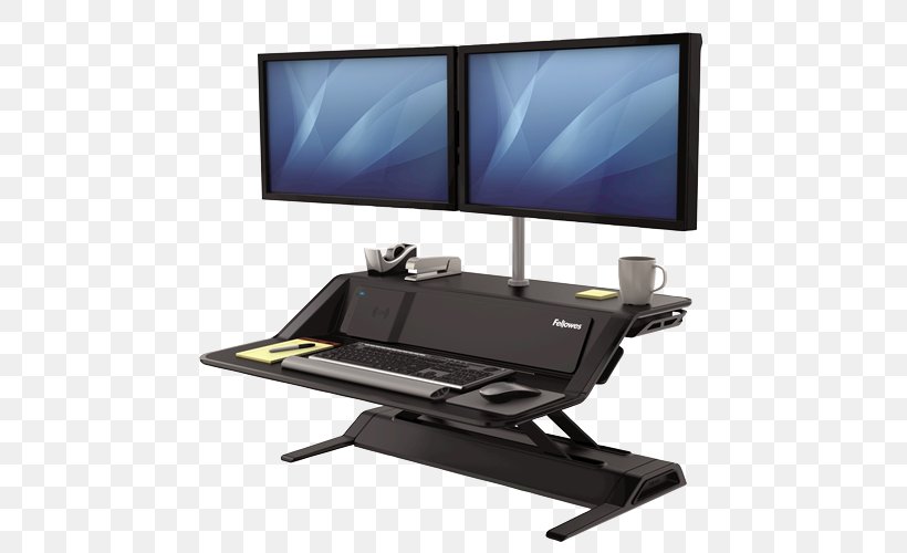 Sit-stand Desk Battery Charger Workstation Fellowes Brands, PNG, 500x500px, Sitstand Desk, Battery Charger, Charging Station, Computer Monitor, Computer Monitor Accessory Download Free