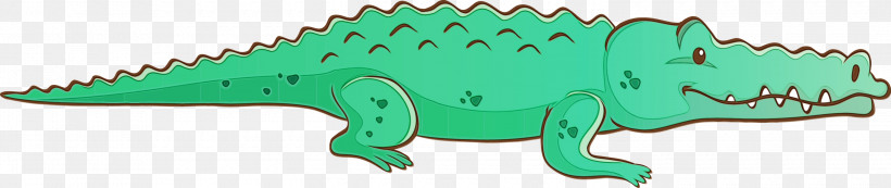 Green Animal Figure, PNG, 3000x634px, Watercolor Alligator, Animal Figure, Green, Paint, Watercolor Download Free