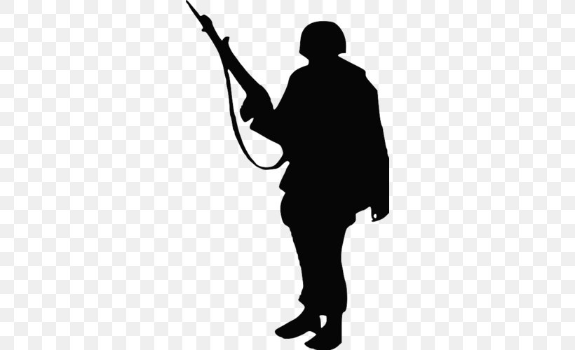 Soldier Silhouette Clip Art, PNG, 500x500px, Soldier, Army, Black And White, Decal, Drawing Download Free